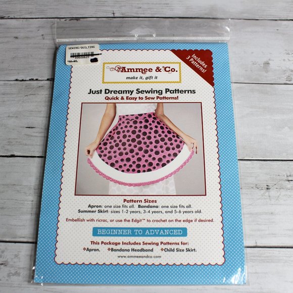 Girl's Sewing Pattern Skirt Apron Bandana Headband Size 2T 3T 4T 5T 5 6 - Picture 2 of 3